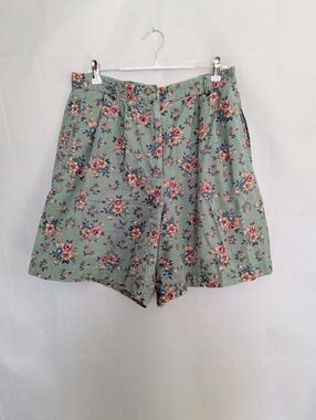 Vintage 90s Charter Club | Floral High Waisted Cotton Shorts | 12 (Fits 10)